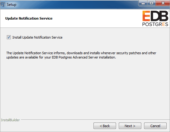 The Update Notification Service Window