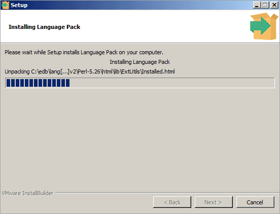 The Installing dialog