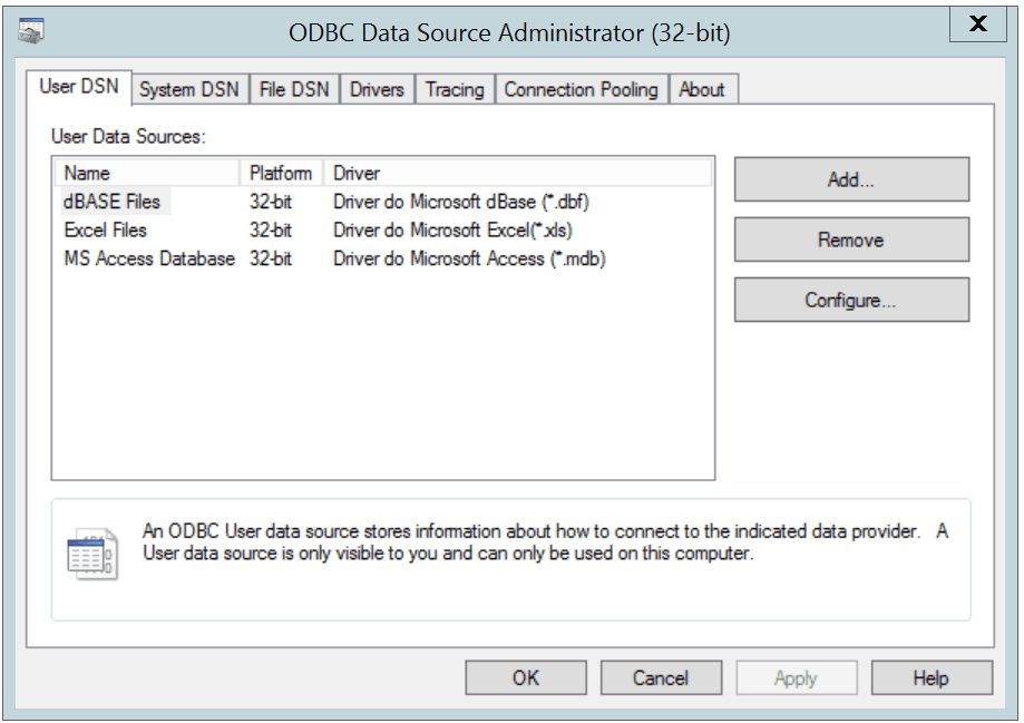 The Windows Data Source Administrator