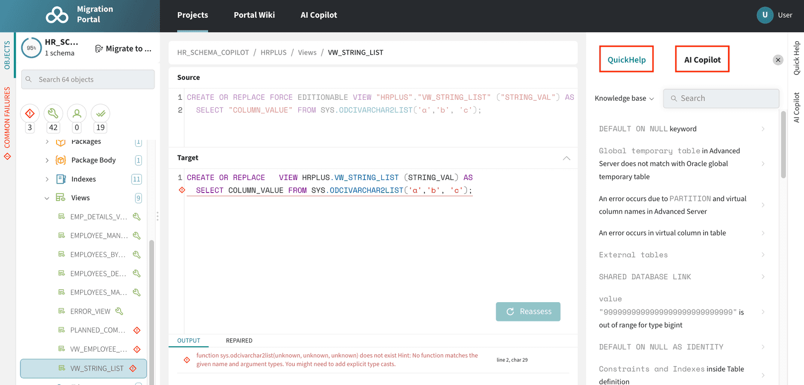 EDB Docs - Migration Portal v5.0.0 - Performing a schema assessment