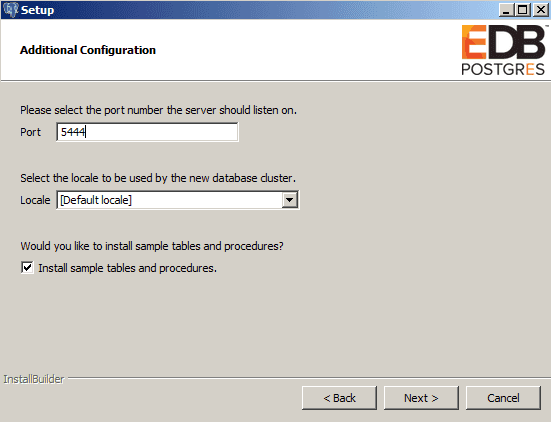 The Additional Configuration window