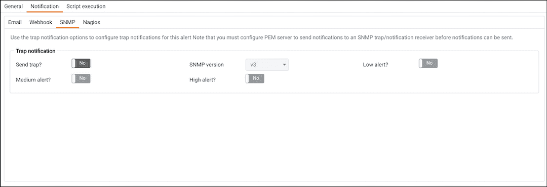 Create New Alert - Notification - SNMP tab