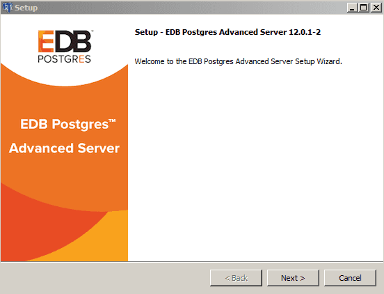 The Advanced Server installer Welcome window