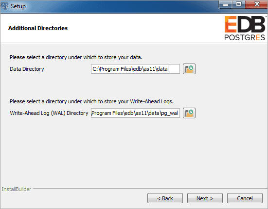 The Additional Directories window