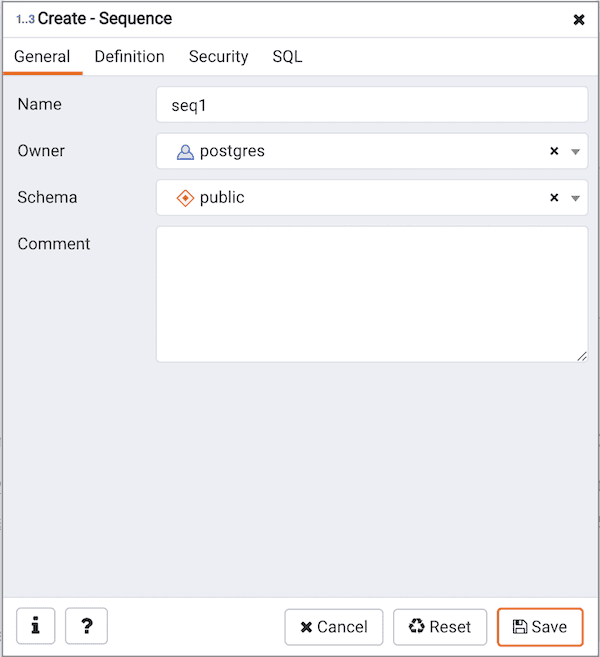 Create Sequence dialog - General tab