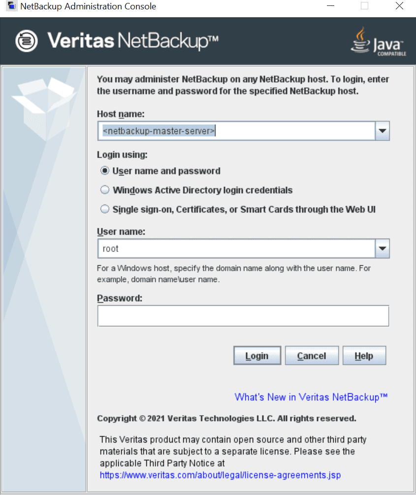 NetBackup Admin Console
