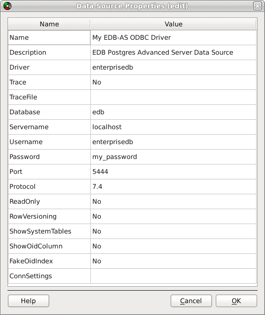 The Data Source Properties window