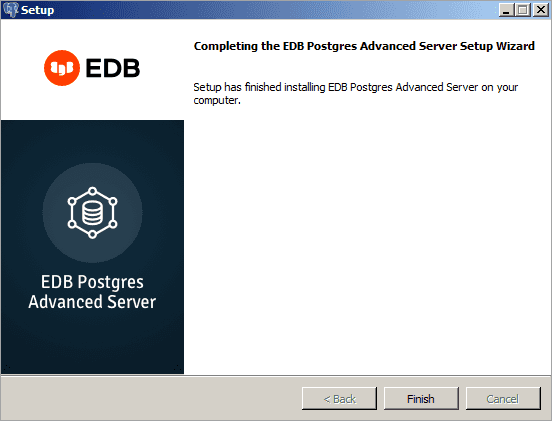 The EDB Postgres Advanced Server installation is complete