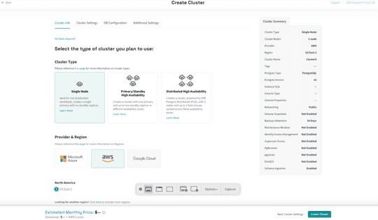 EDB Docs - Creating a database cluster