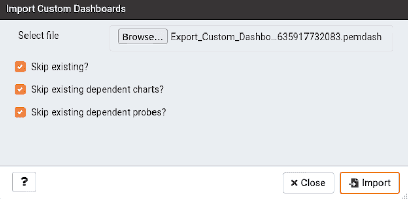 Dashboard - Import Browse