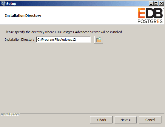 The Installation Directory window