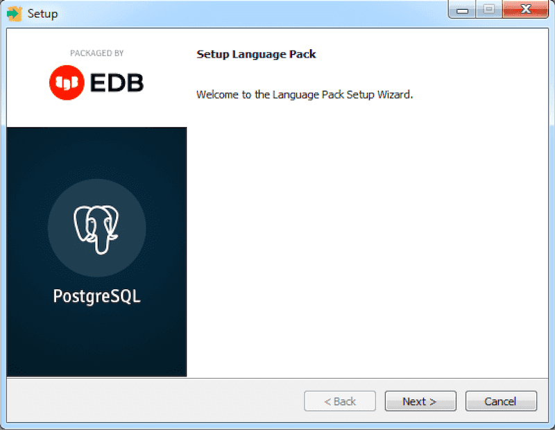 The Language Pack Welcome Window