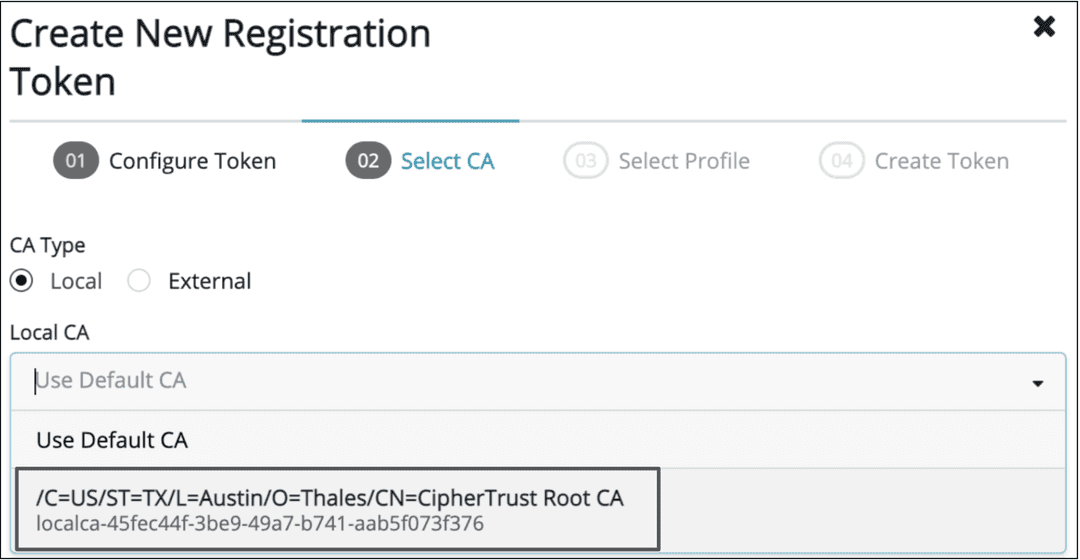 Create New Registration Token CA