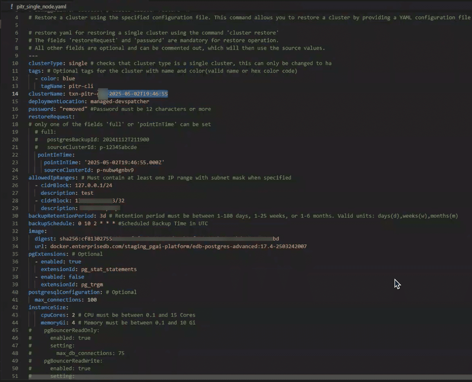 EDB Docs - EDB Postgres AI v1.4.0 (LTS) - Restores