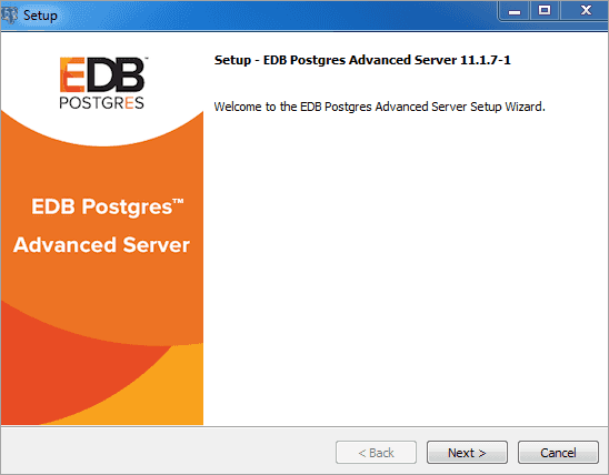 Advanced Server installer Welcome window