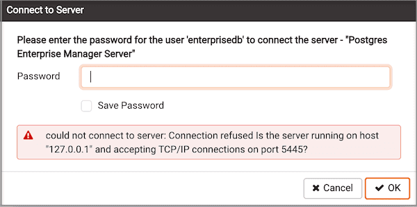 Could not connect to server