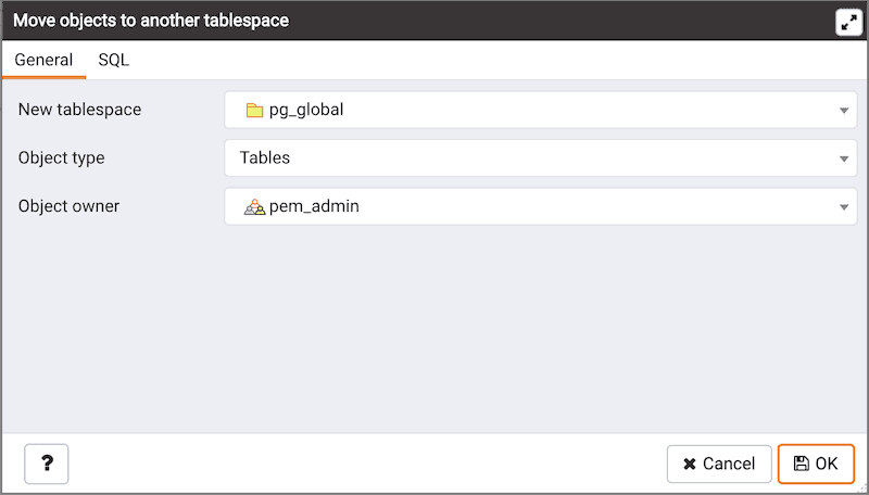 Move Objects dialog - General tab