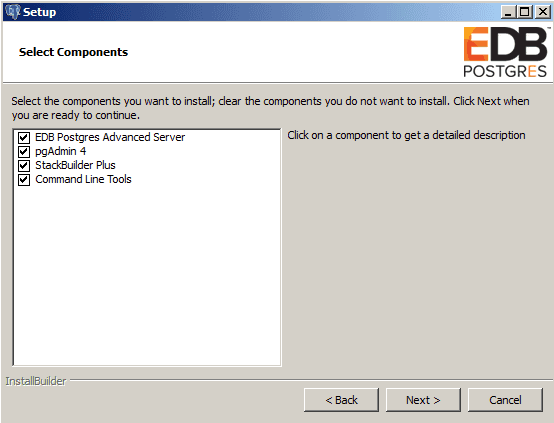 The Select Components window