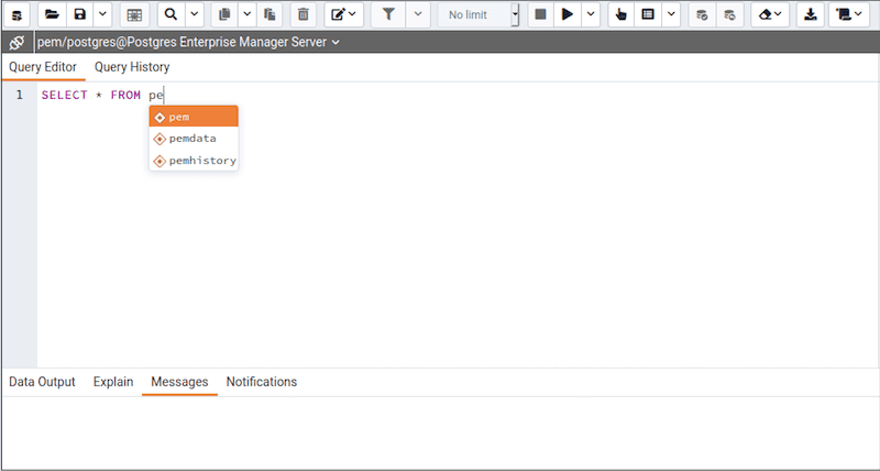 Query tool - Query Editor tab - Autocomplete feature