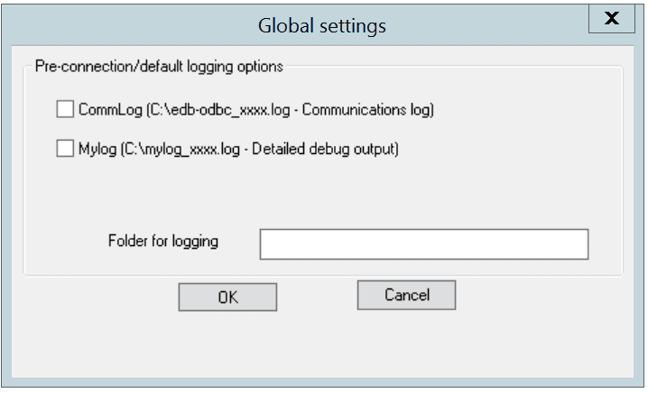 The Global Settings dialog