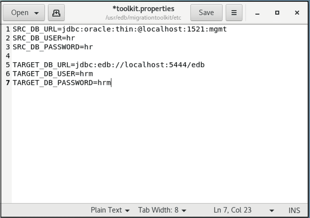 A typical toolkit.properties file.