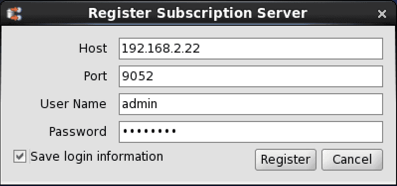 Save login information option for a subscription server