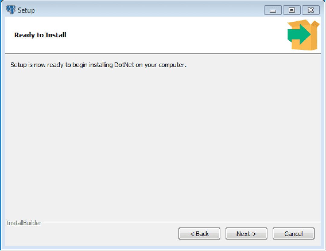 The Ready to Install dialog