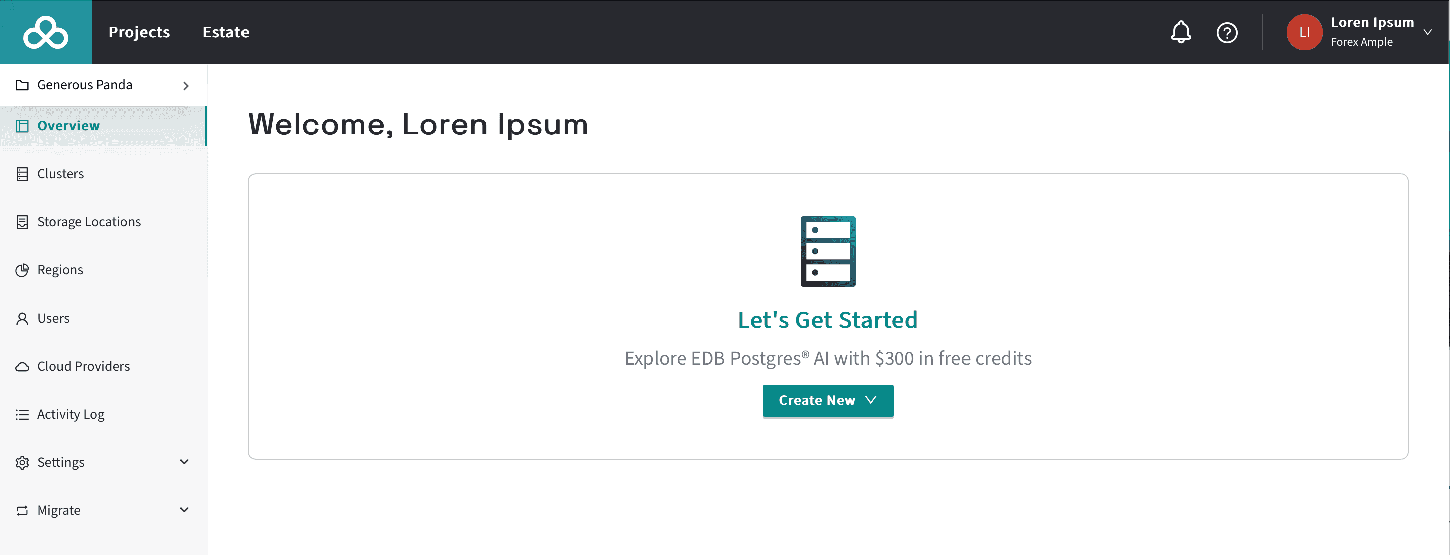 EDB Docs - The Project and Clusters views
