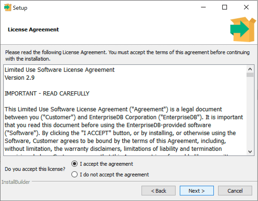 The SQL Profiler Installer - License Agreement