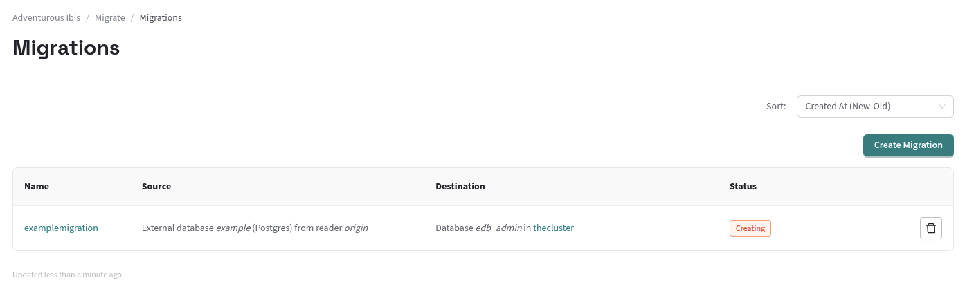 Migration being created