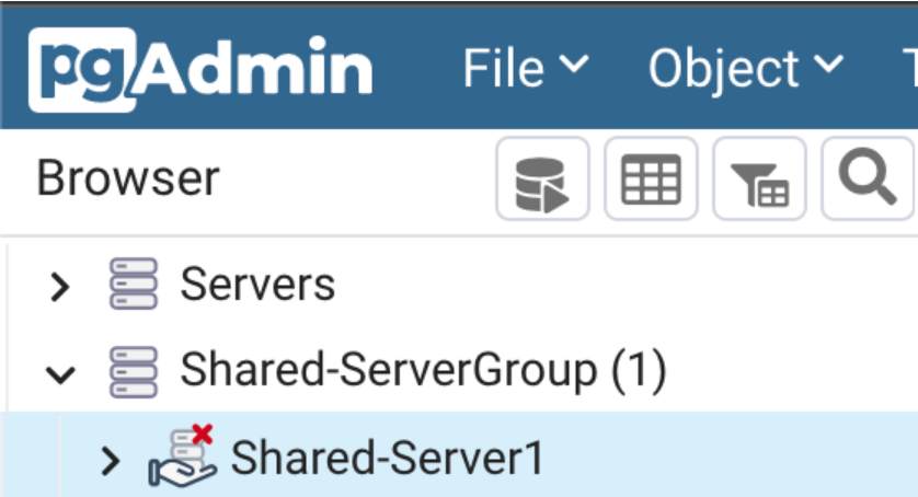 pgadmin shared server menu