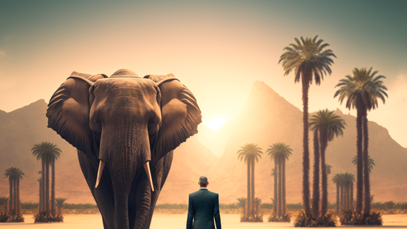 Postgres Elephant Leads Business Man to Oasis