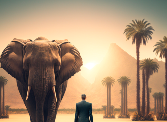 Postgres Elephant Leads Business Man to Oasis