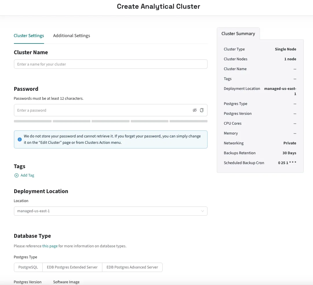cluster settings