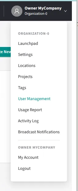 Users dropdown
