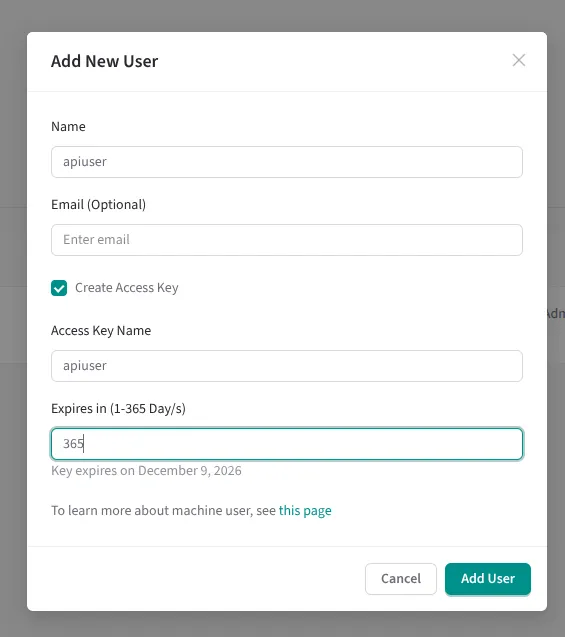 Create Access Key