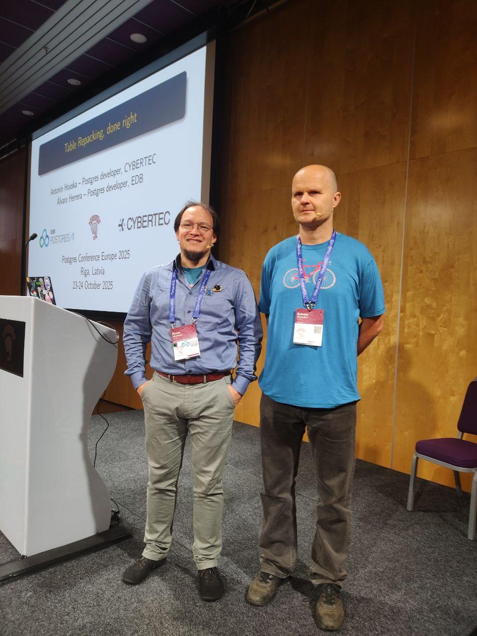 Alvaro Herrera and his co-speaker Antonin Houska