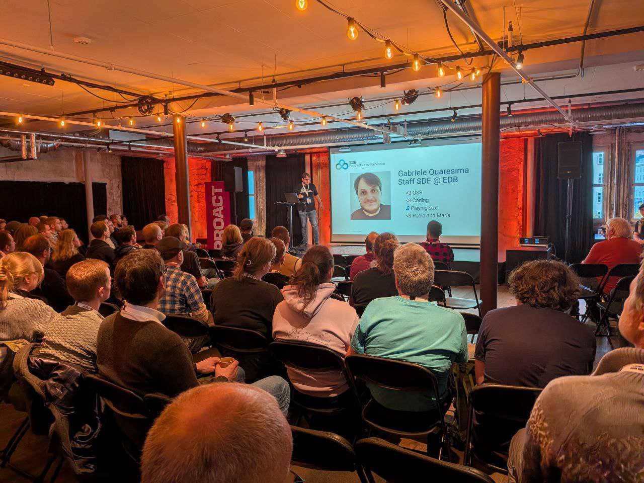 Gabriele Quaresima on stage for his talk