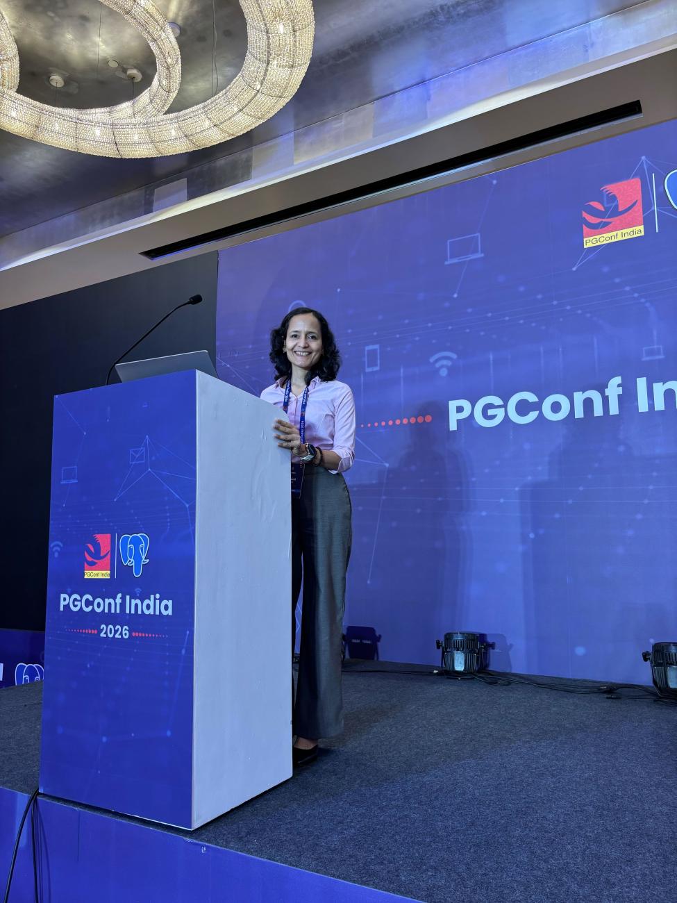 Vaijayanti Bhardwaj presenting her session on Deep Dive into SSI: Serializable Snapshot Isolation in PostgreSQL