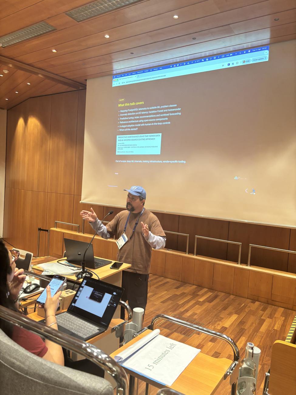 Charly Batista just during his PGConf DE talk