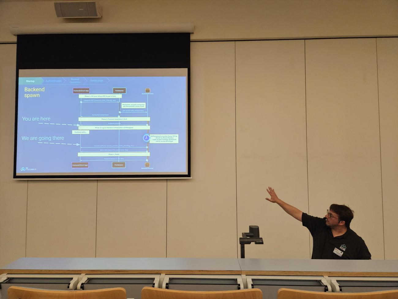 Xavier Fischer presenting his PGConf BE session