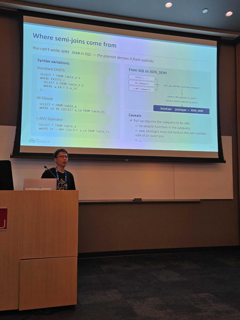 Richard Guo presenting at PGConf.dev