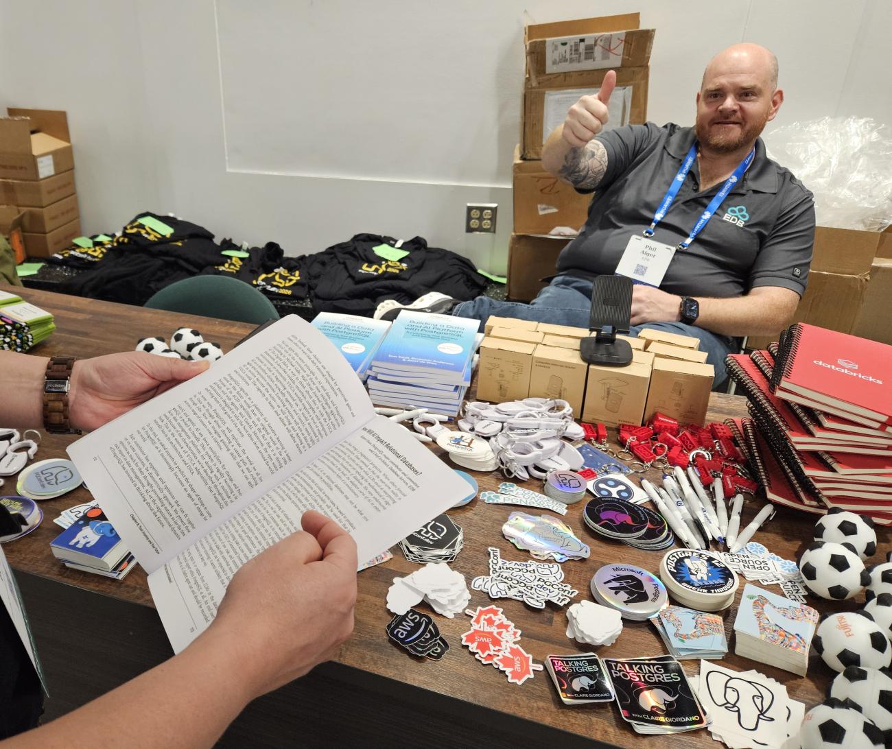 Phil Alger volunteering at the registration desk