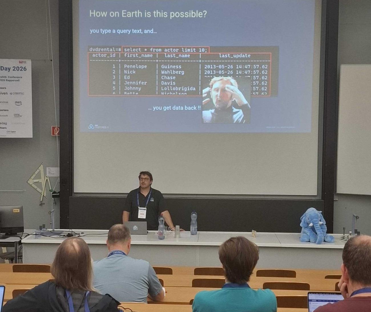 Xavier Fischer presenting at Swiss PGDay