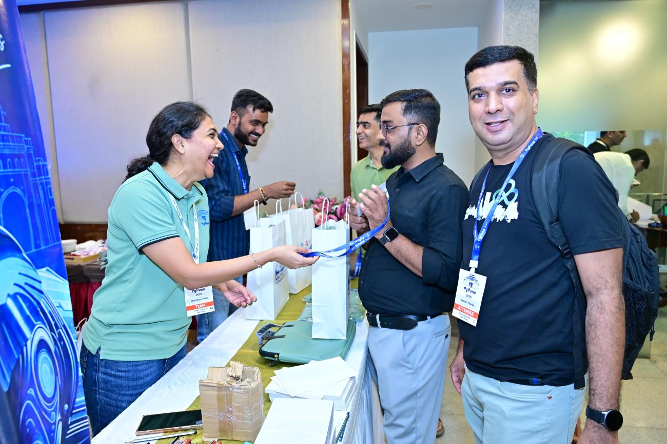 Jeevan Chalke at the PgPune registration desk