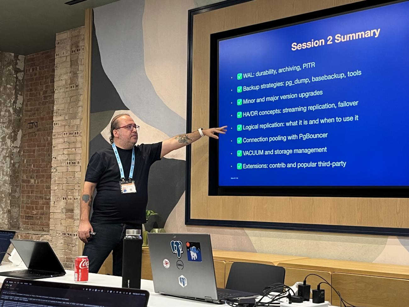 Devrim Gunduz presenting at Postgres Summit US