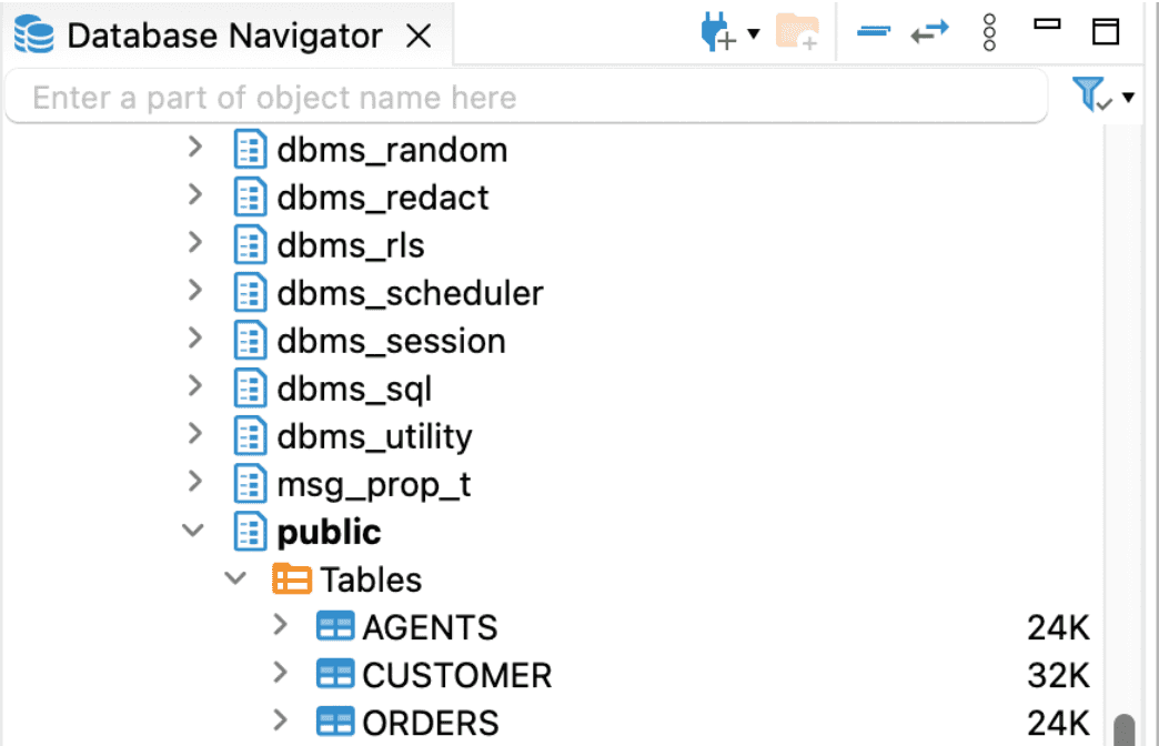 Database Navigator for Viewing Tables and Data