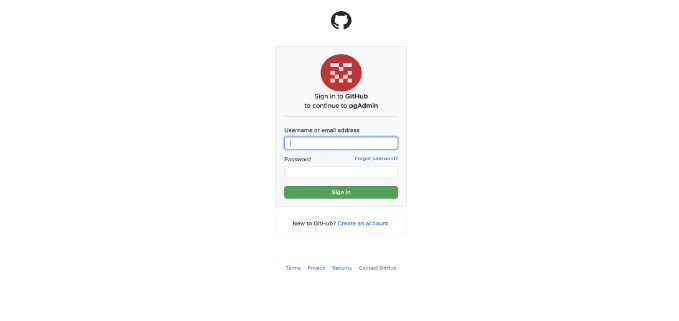 Github Login Screen