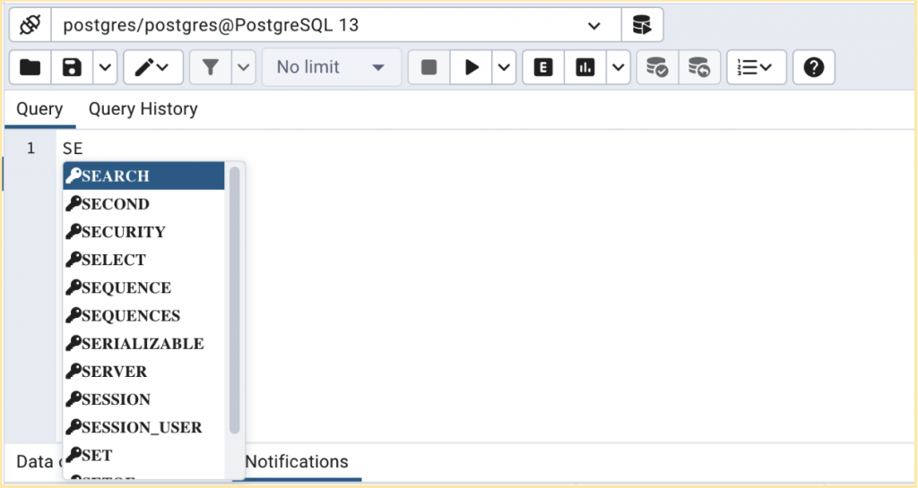Autocompletion for Keywords