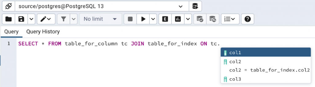 Autocompletion of joins
